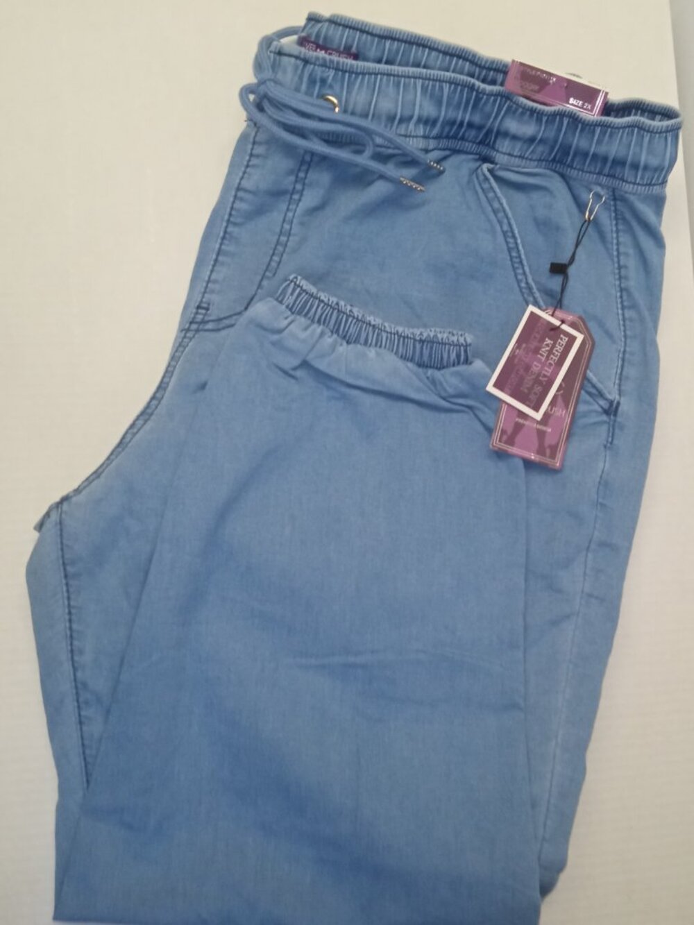 Silver Crush Denim Joggers NWT 2X
